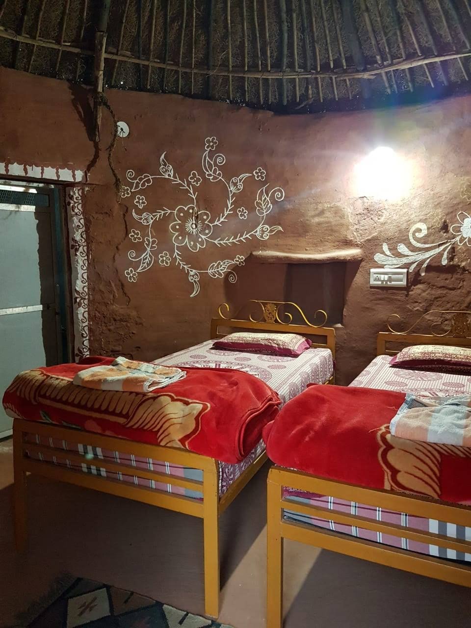 Traditional mud hut double bedroom
